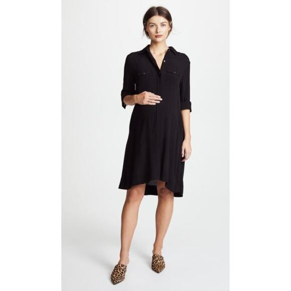 Hatch Maternity The Shirtdress Black Size 3 Large Long Sleeve High Low Casual - Picture 1 of 9